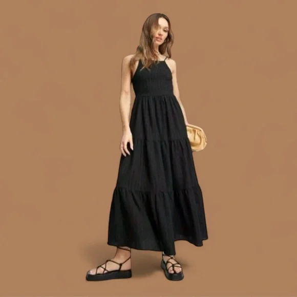 Zara | Dresses | Zara Black Tiered Maxi Sundress | Poshmark
